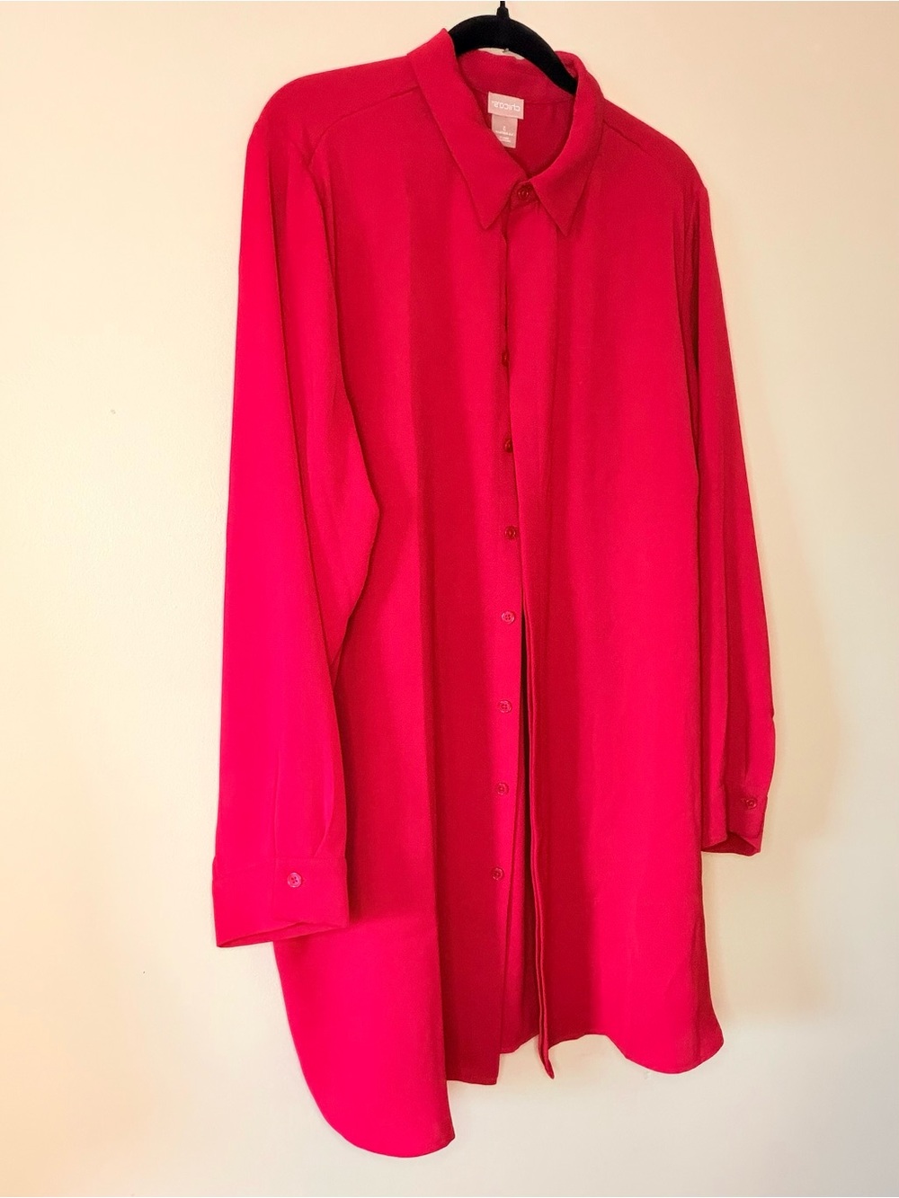 Chico's Vibrant Hot Pink Long-Sleeve Button-Down Tunic